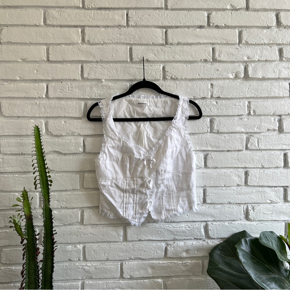 Reformation Brenda Linen Top Size 6